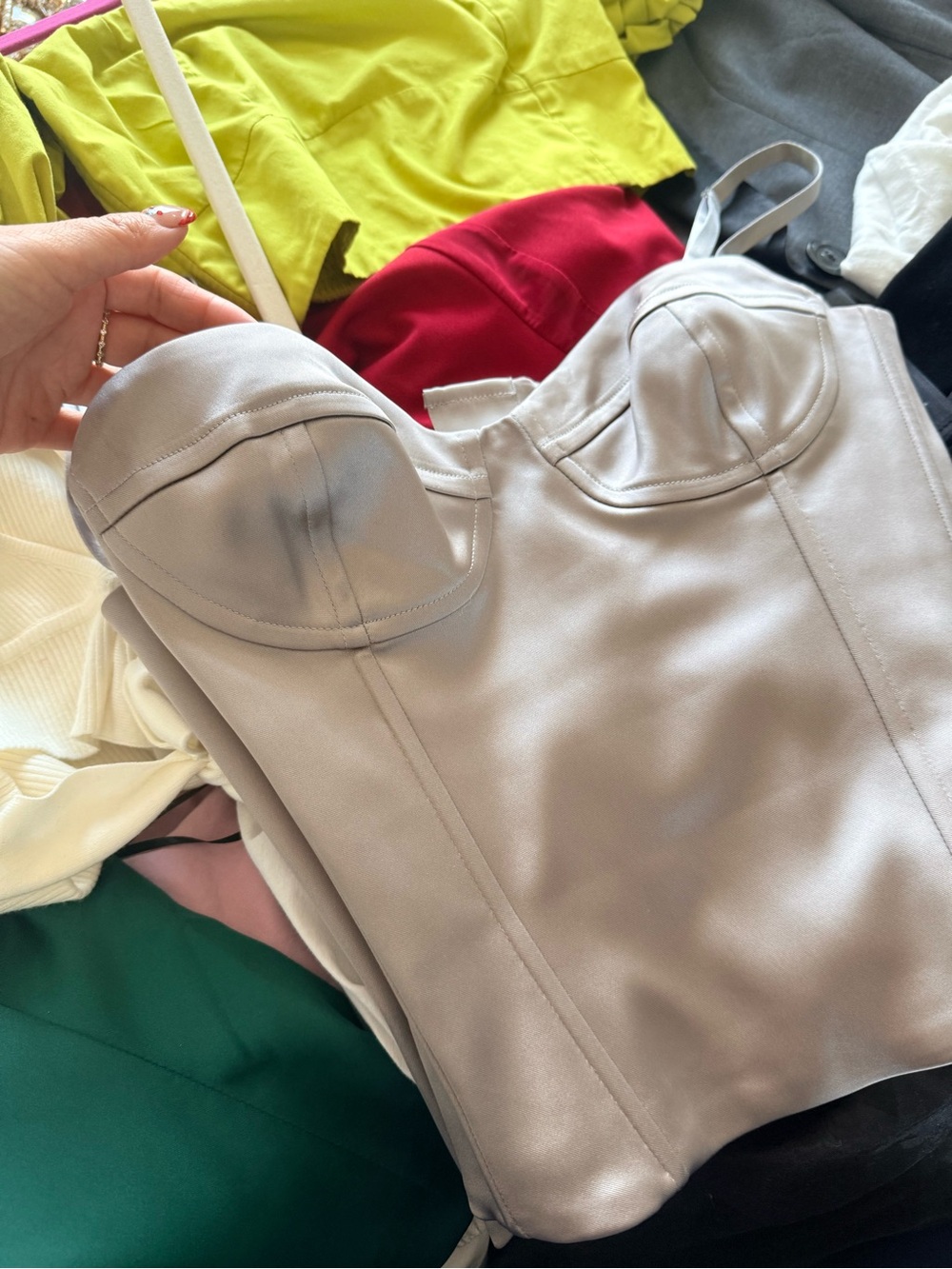 Aritzia Light Gray Bustier Top